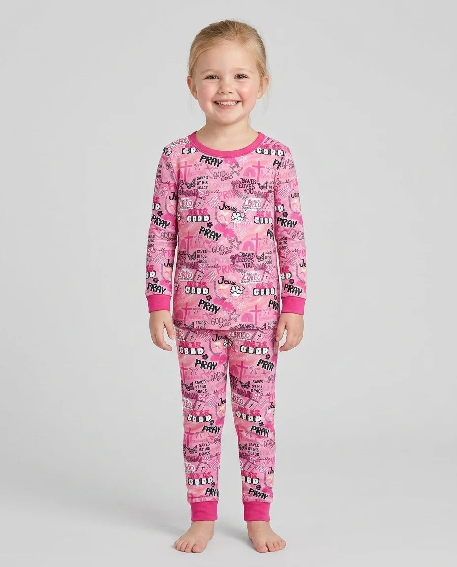 Zweiteiliges Langarm-Pyjama-Set mit Sommerfrüchten