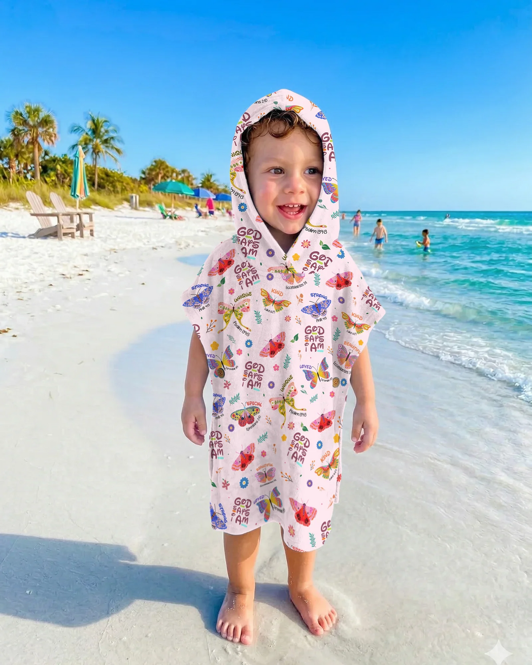 God says I am Butterfly Bamboo Swim Poncho