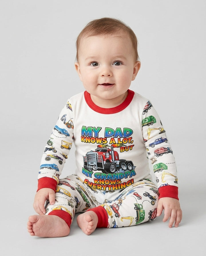 My Dad Knows A Lots But my Grandpa Knows Everything Bamboo Two Piece Long Sleeve Pajama Set