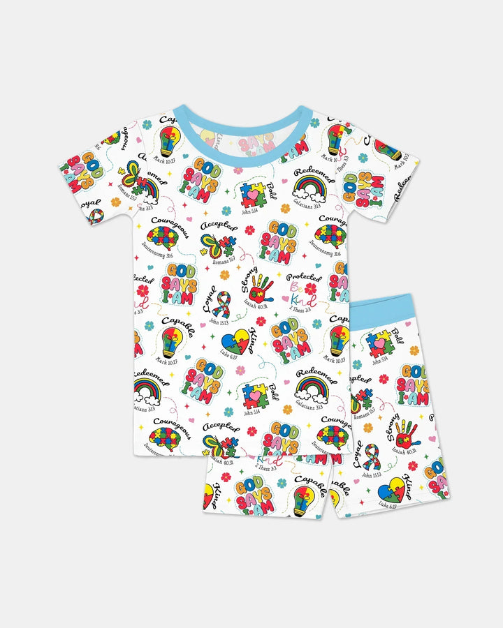 Template Zweiteiliges Pyjama-Set mit kurzen Ärmeln und Shorts