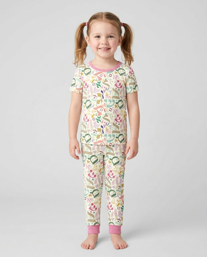 Hebrew Harmony Family Matching Bamboo Two Piece Short Sleeve Pajama Set