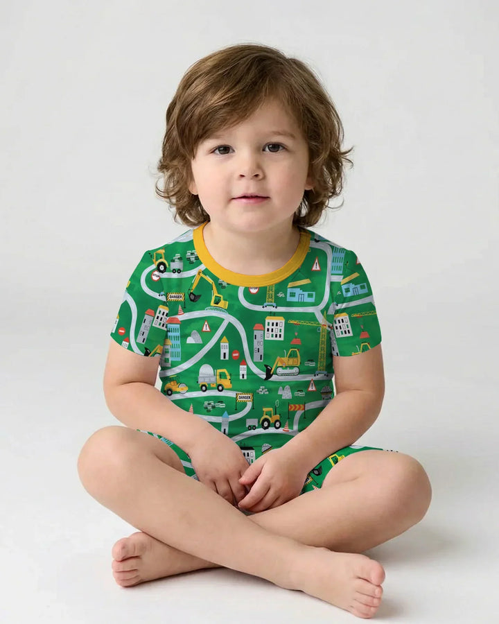 Template Zweiteiliges Pyjama-Set mit kurzen Ärmeln und Shorts