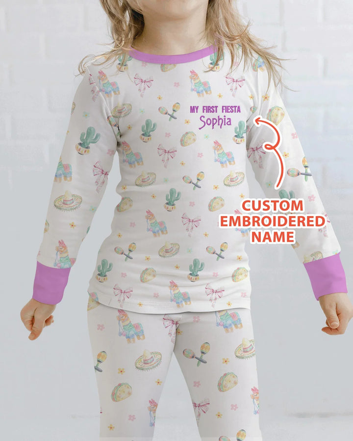 Zweiteiliges Langarm-Pyjama-Set mit Sommerfrüchten
