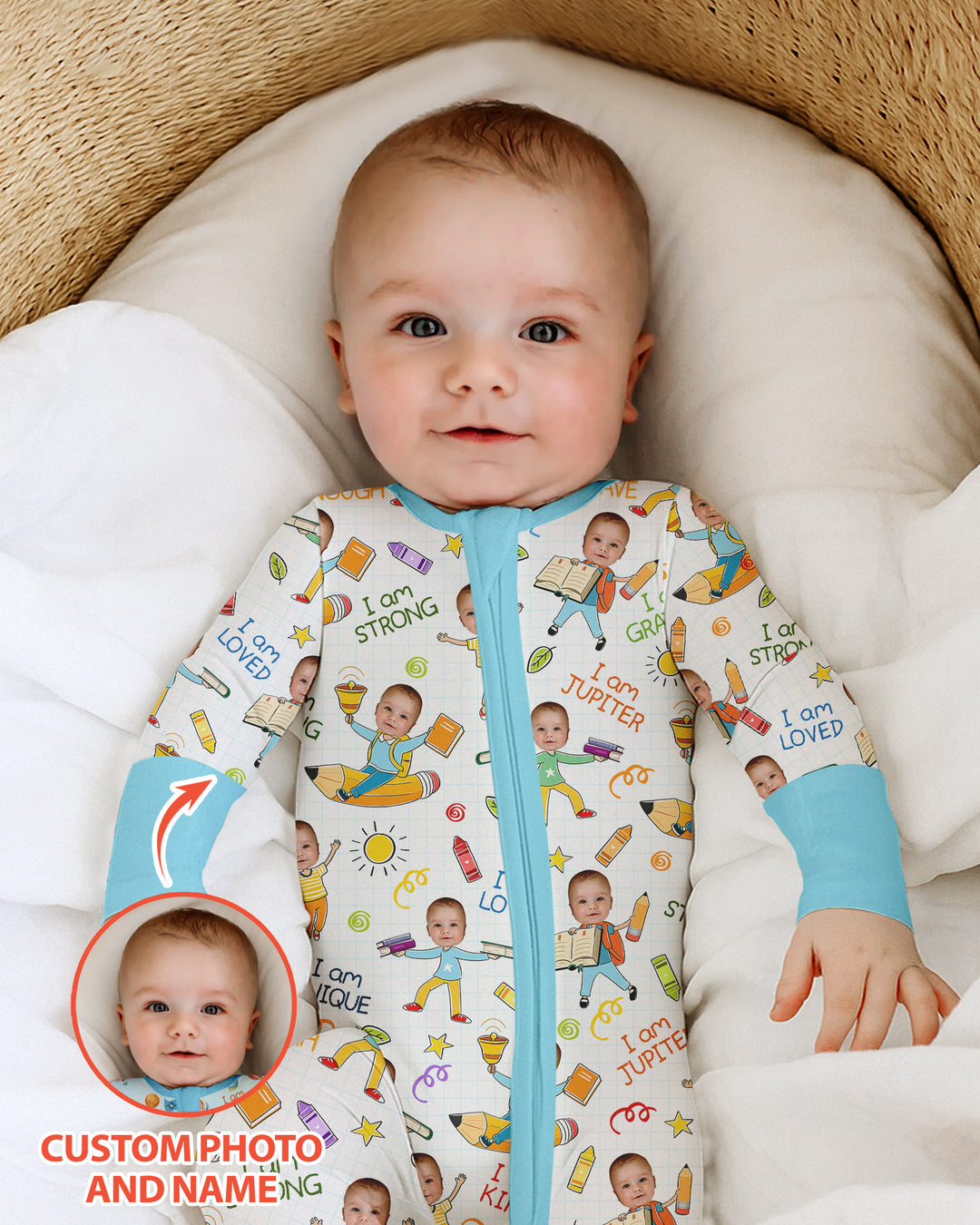 Gerippte Babykleidung mit individuellem Foto - Weich &amp; Skizzenhaft