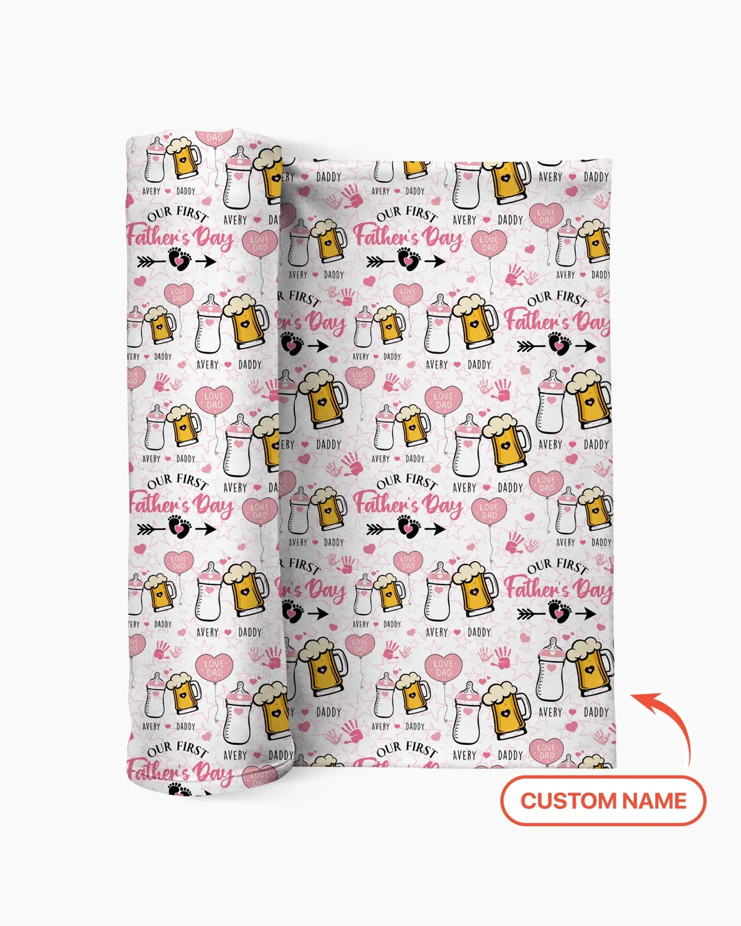 Custom Name First Father's Day Drink swaddle blanket