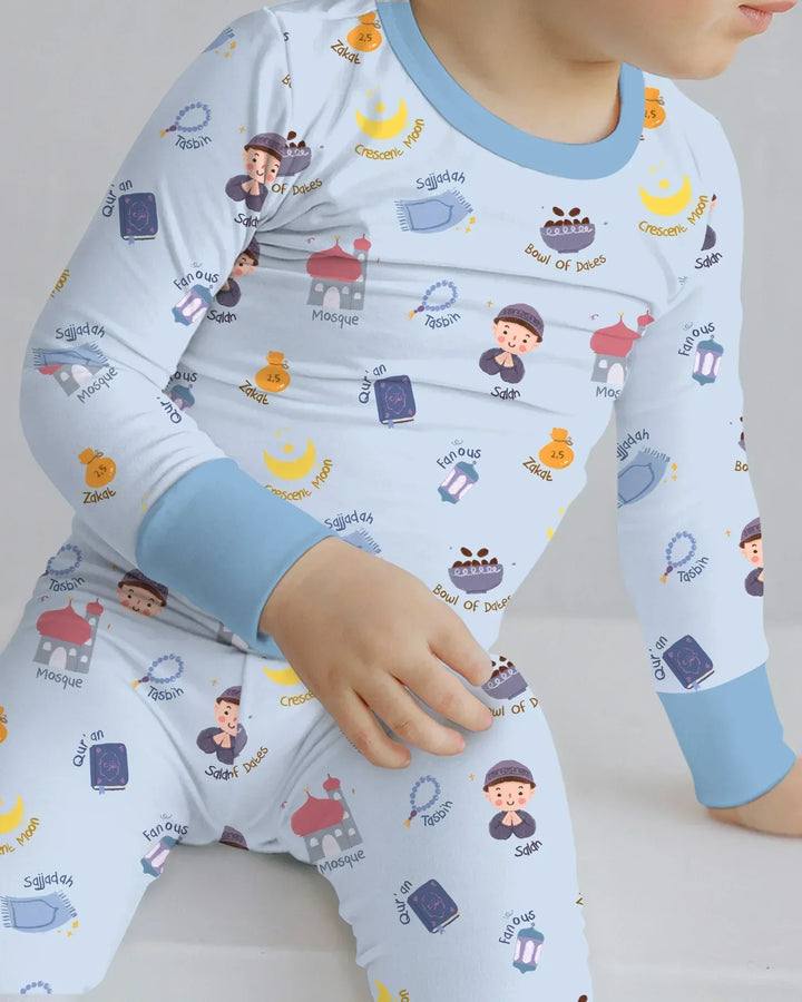 Zweiteiliges Langarm-Pyjama-Set mit Sommerfrüchten