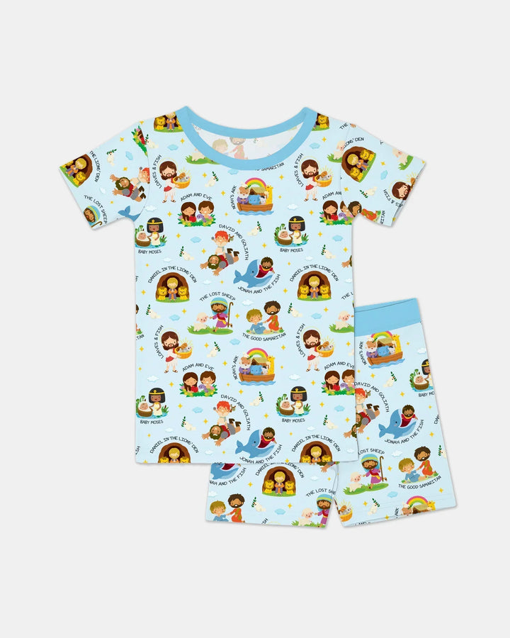 Template Zweiteiliges Pyjama-Set mit kurzen Ärmeln und Shorts