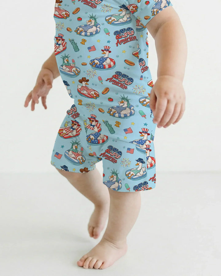 Schlafanzug-Set zweiteilig, kurze Ärmel, kurze Hose, Bambus