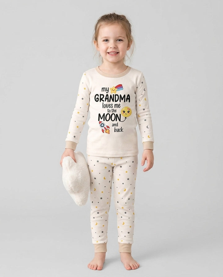 My Grandma Loves Me To The Moon And Back Bamboo Two Piece Long Sleeve Pajama Set