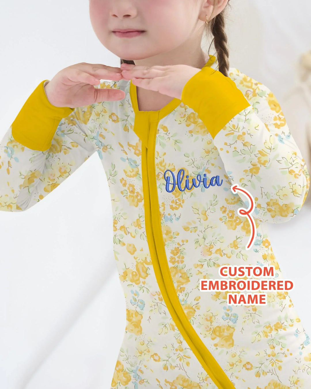 Custom Name Embroidered Floral Bamboo Convertible Zippy
