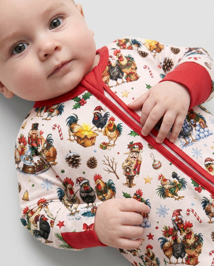 Funny Roosters On Christmas Bamboo Convertible Zippy