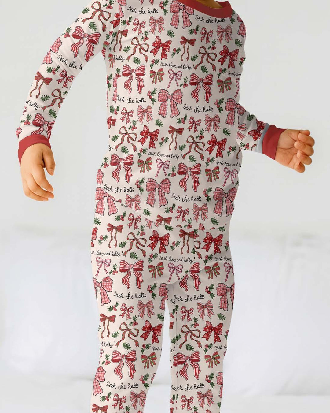 Coquette Christmas Bows Bamboo Two Piece Long Sleeve Pajama Set