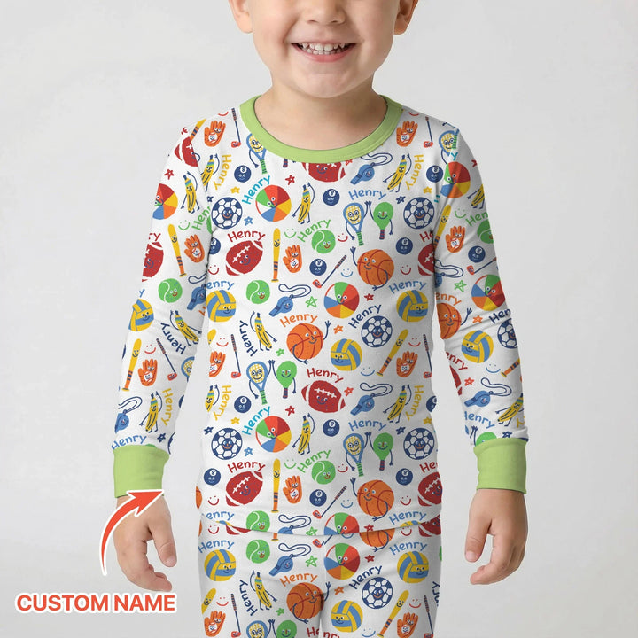 Zweiteiliges Langarm-Pyjama-Set mit Sommerfrüchten