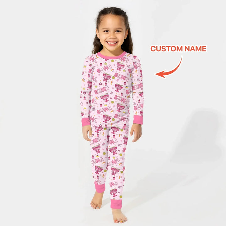 Zweiteiliges Langarm-Pyjama-Set mit Sommerfrüchten