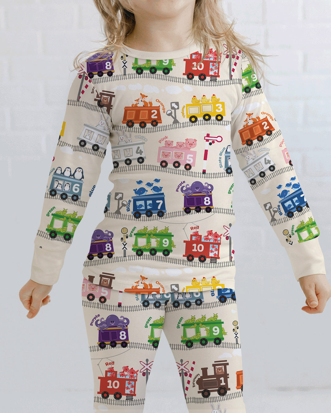 Zweiteiliges Langarm-Pyjama-Set mit Sommerfrüchten