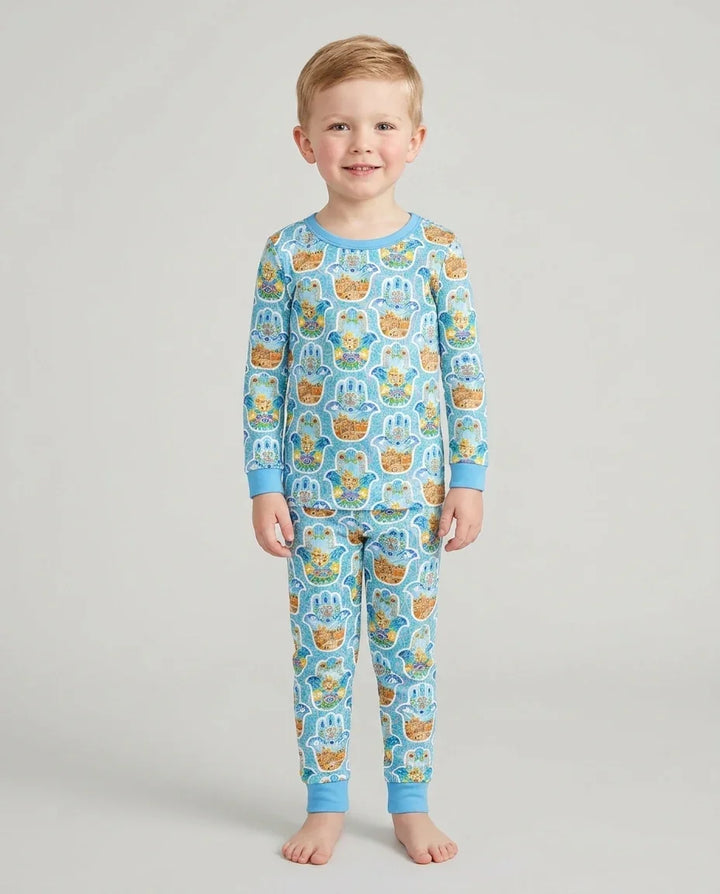 Zweiteiliges Langarm-Pyjama-Set mit Sommerfrüchten