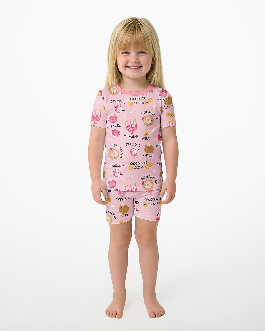 Family Hanukkah Matching Bamboo Two Piece Short Sleeve Shorts Pajama Set