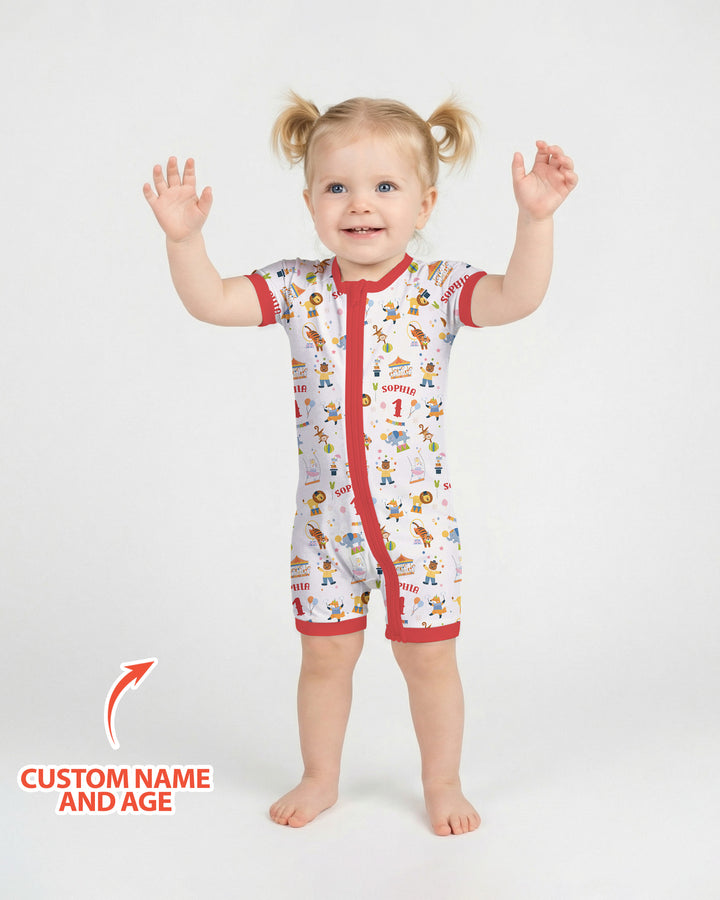 Custom Name Birthday Circus Bamboo Shorty Zippy