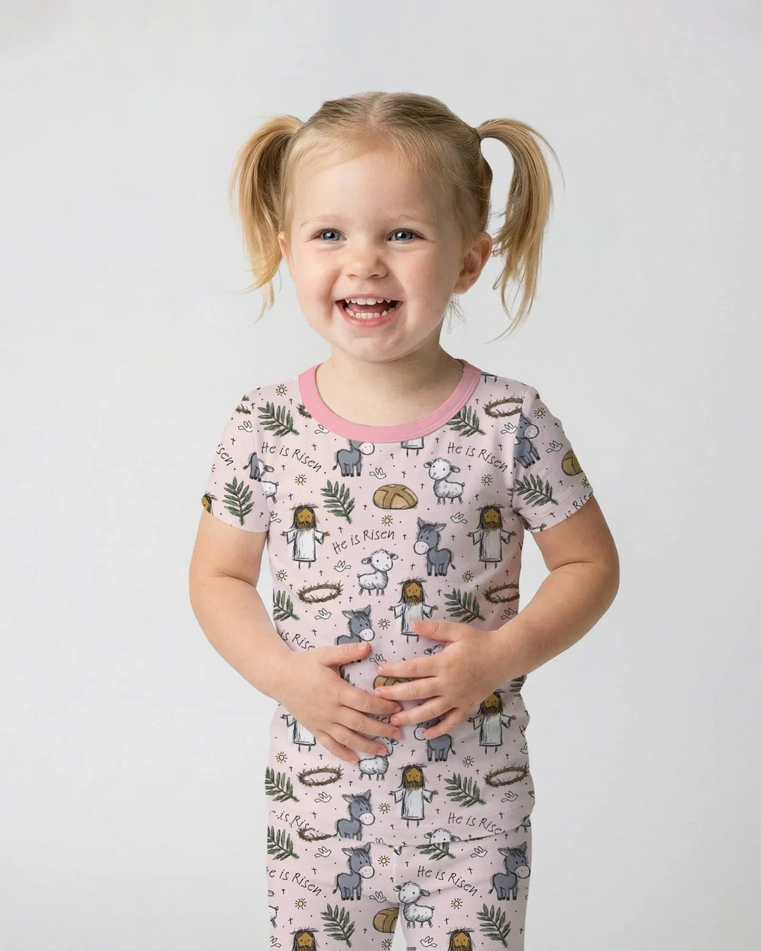 He Is Risen Easter Family Matching Bamboo Two Piece Short Sleeve Pajama Set