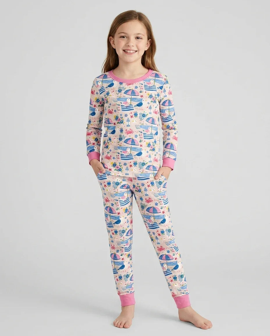 Zweiteiliges Langarm-Pyjama-Set mit Sommerfrüchten