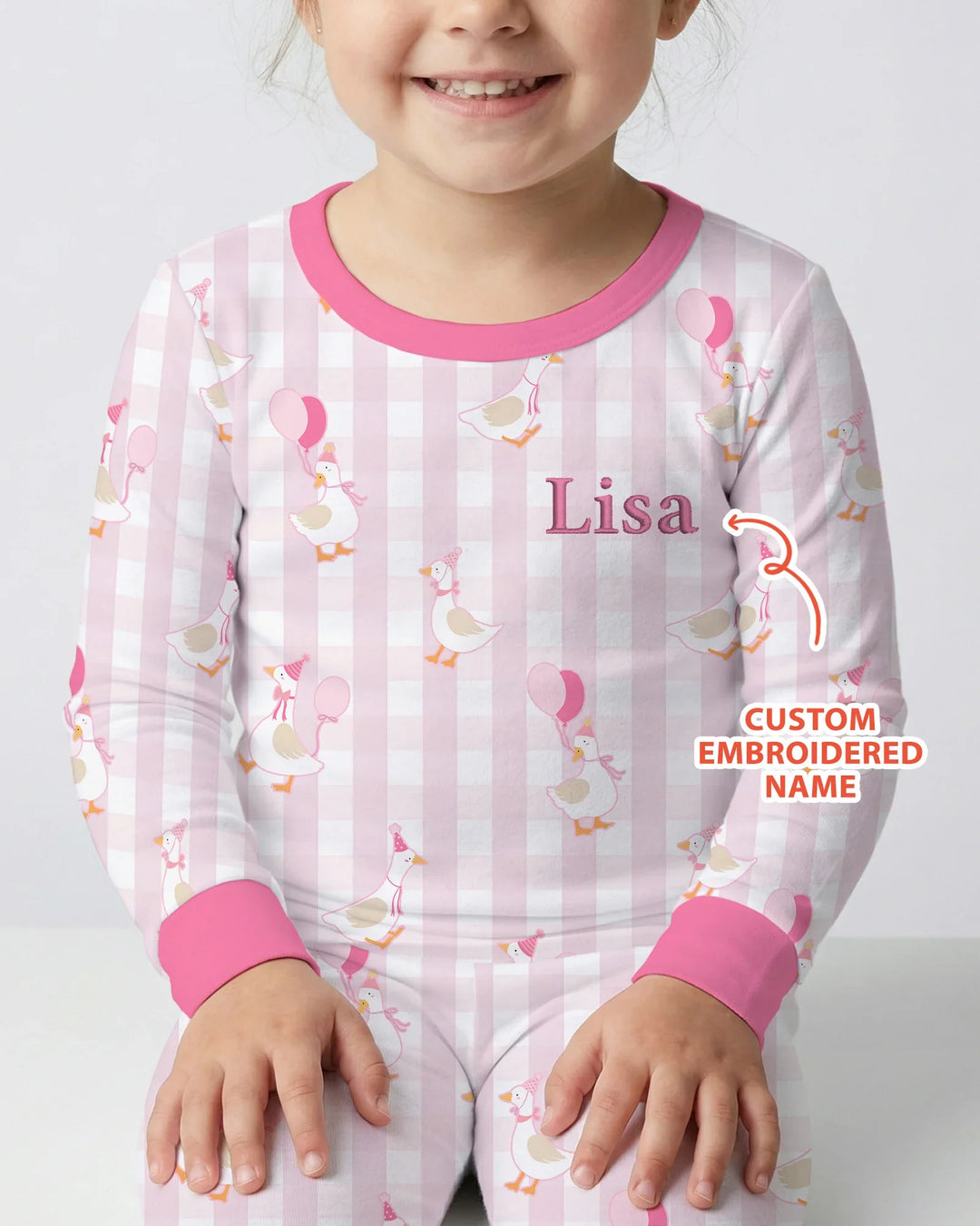 Custom Embroidered Birthday Boy/Girl Baby Bamboo Two Piece Long Sleeve Pajama Set