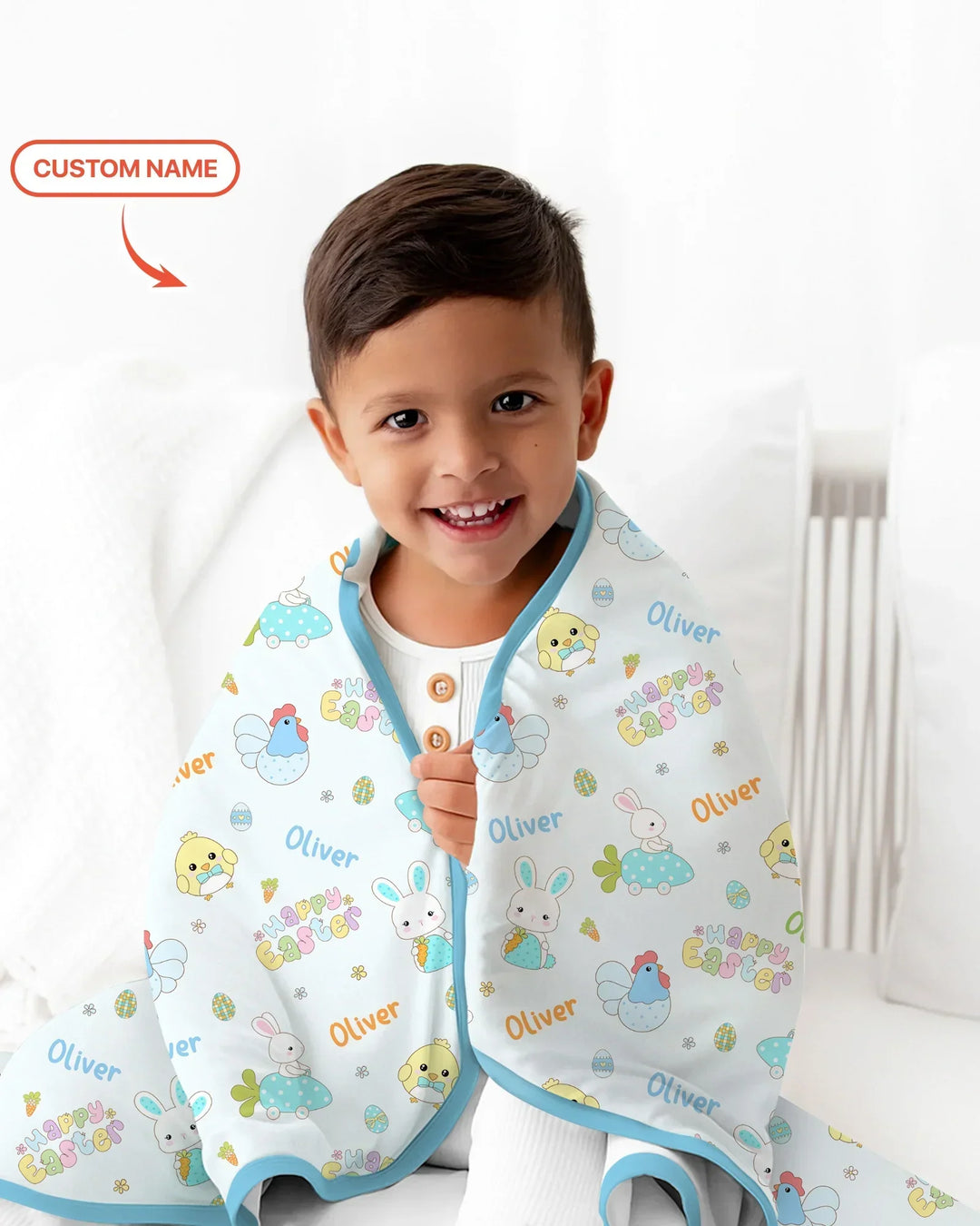 Custom name Happy Easter Bamboo Blanket