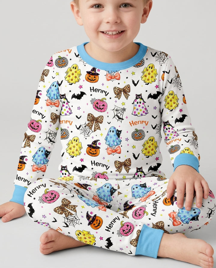 Custom Name Coquette Summerween Bamboo Two Piece Long Sleeve Pajama Set