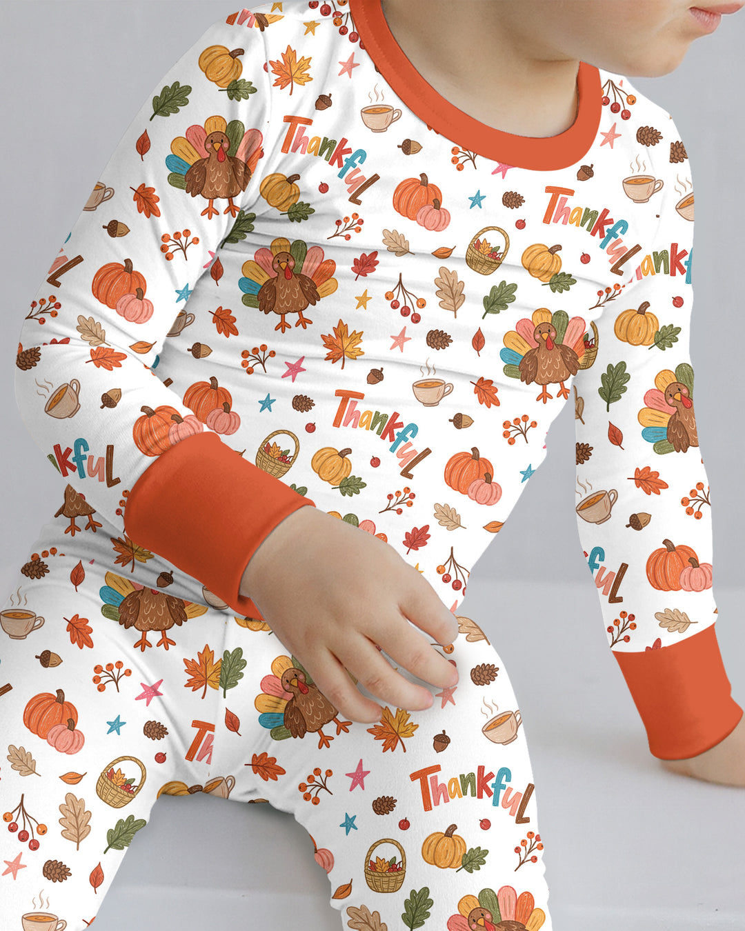 Thankful Turkey Bamboo Two Piece Long Sleeve Pajama Set