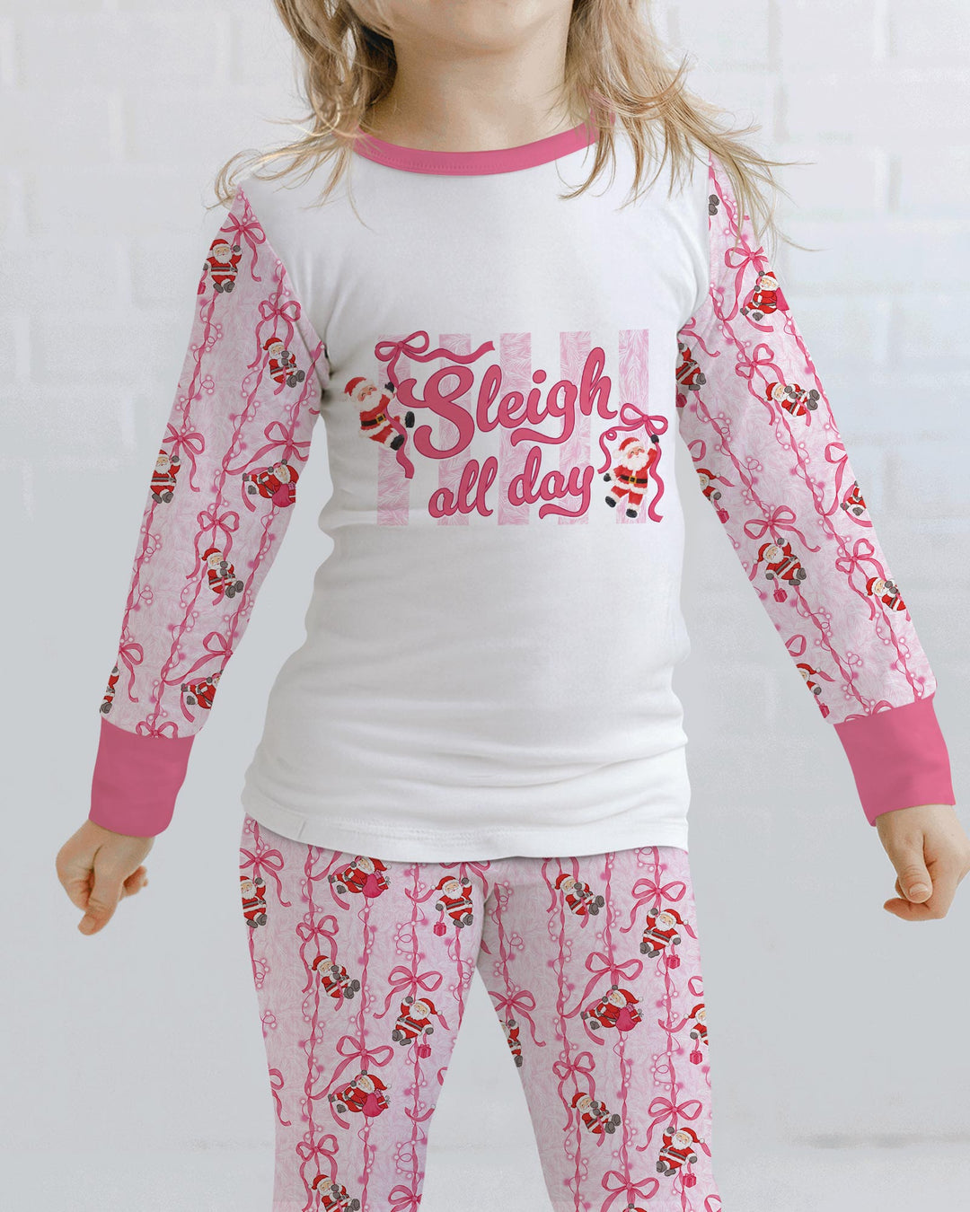 Sleigh All Day Santa Claus  Bamboo Two Piece Long Sleeve Pajama Set