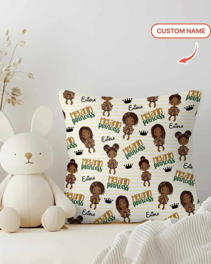 Custom Name Melanin Princess Bamboo Pillow Case
