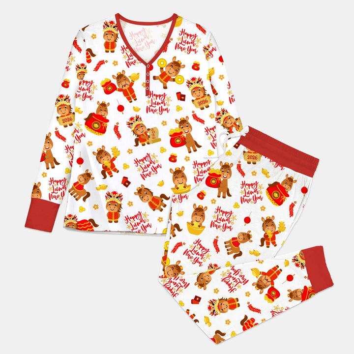 Pyjama-Set für Damen "Jahr des Pferdes" aus Bambus
