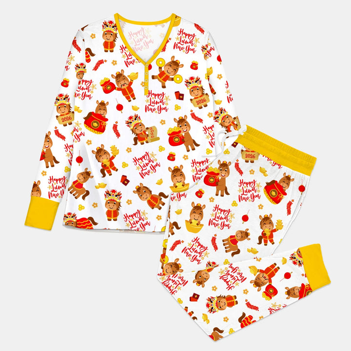 Pyjama-Set für Damen "Jahr des Pferdes" aus Bambus