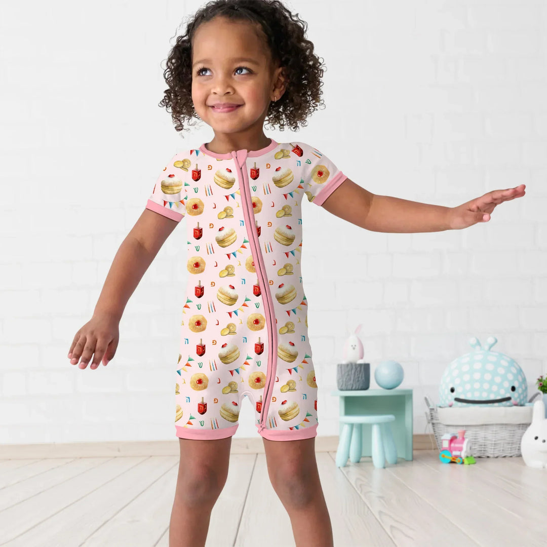 Hanukkah Donuts Shorty Zippy , Hanukkah Donuts Shorty Zippy - 0-3M / Blue