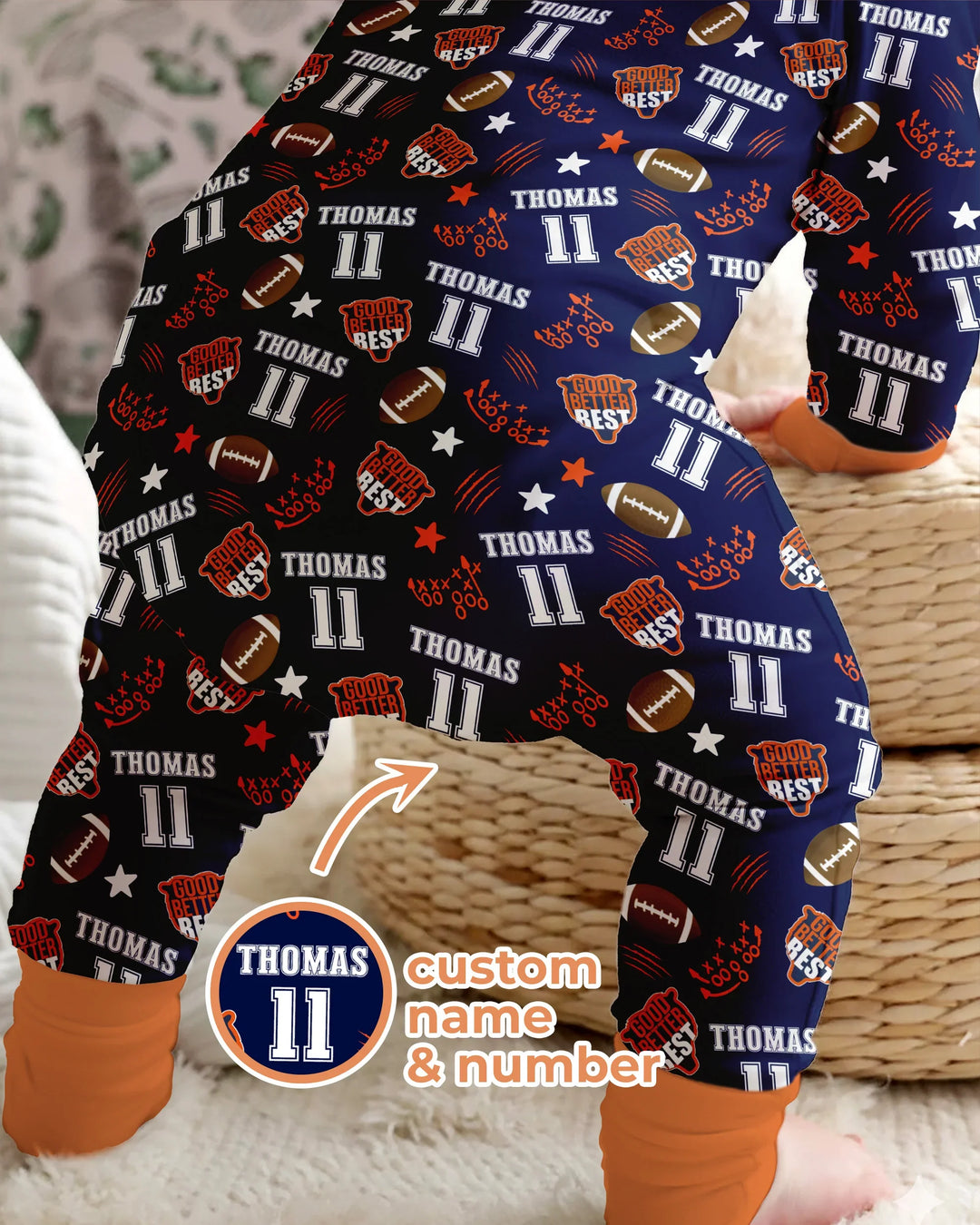 Custom Name Football Good Better Best Bamboo Convertible Zippy