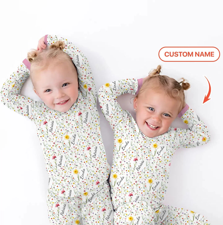 Zweiteiliges Langarm-Pyjama-Set mit Sommerfrüchten