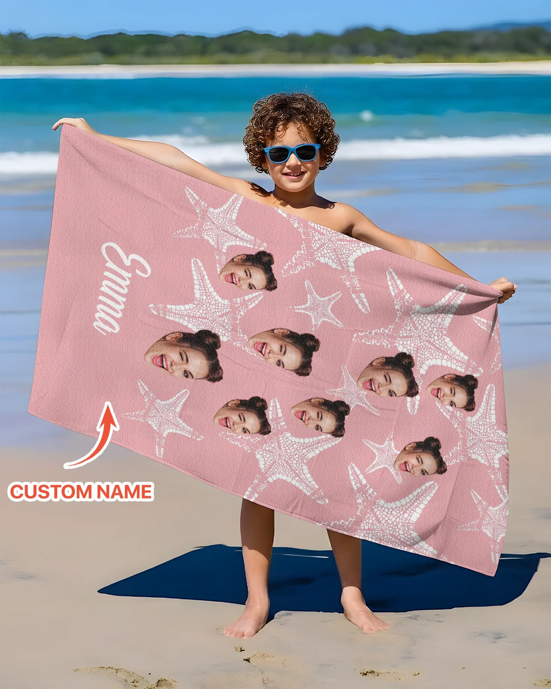 Personalisiertes Seestern-Bambus-Strandtuch mit Namen