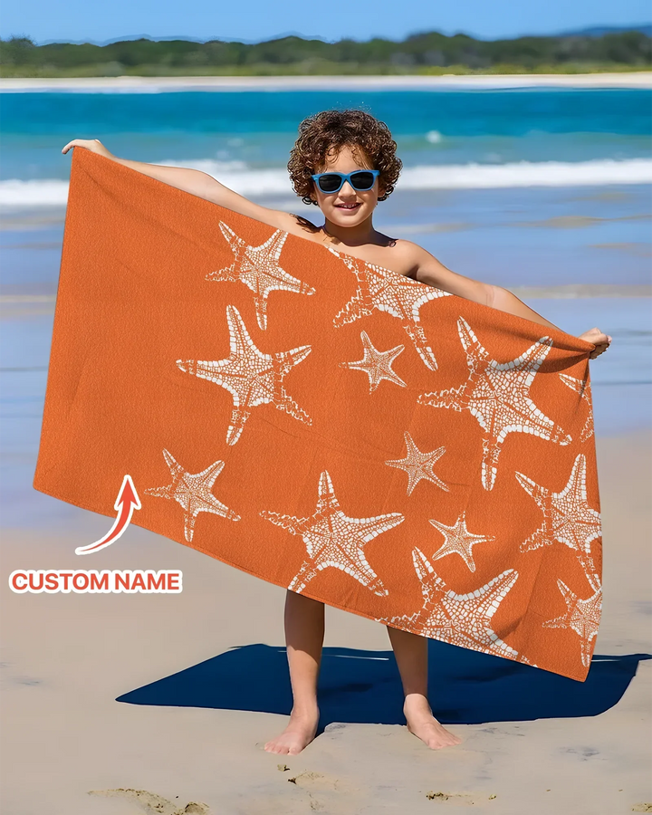 Personalisiertes Seestern-Bambus-Strandtuch mit Namen