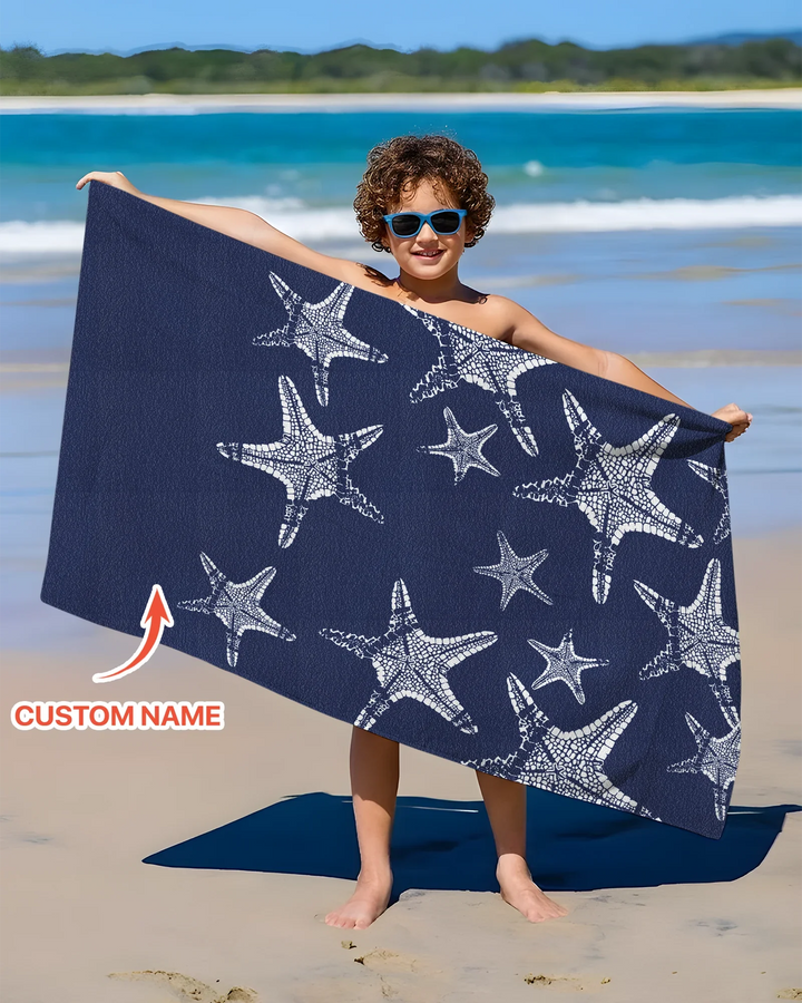 Personalisiertes Seestern-Bambus-Strandtuch mit Namen