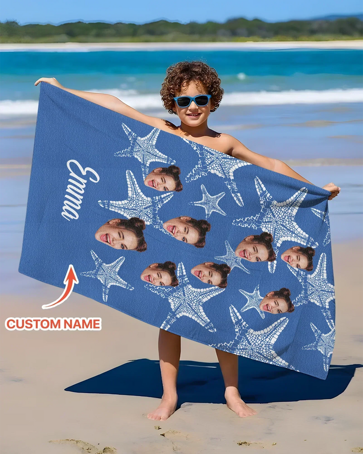 Personalisiertes Seestern-Bambus-Strandtuch mit Namen