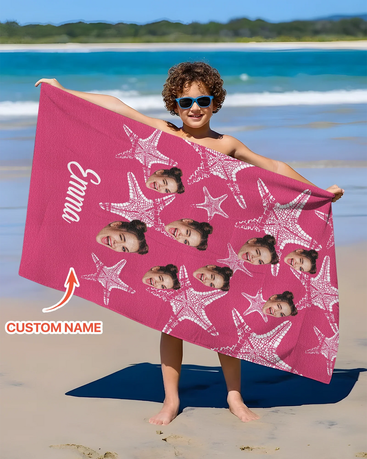Personalisiertes Seestern-Bambus-Strandtuch mit Namen