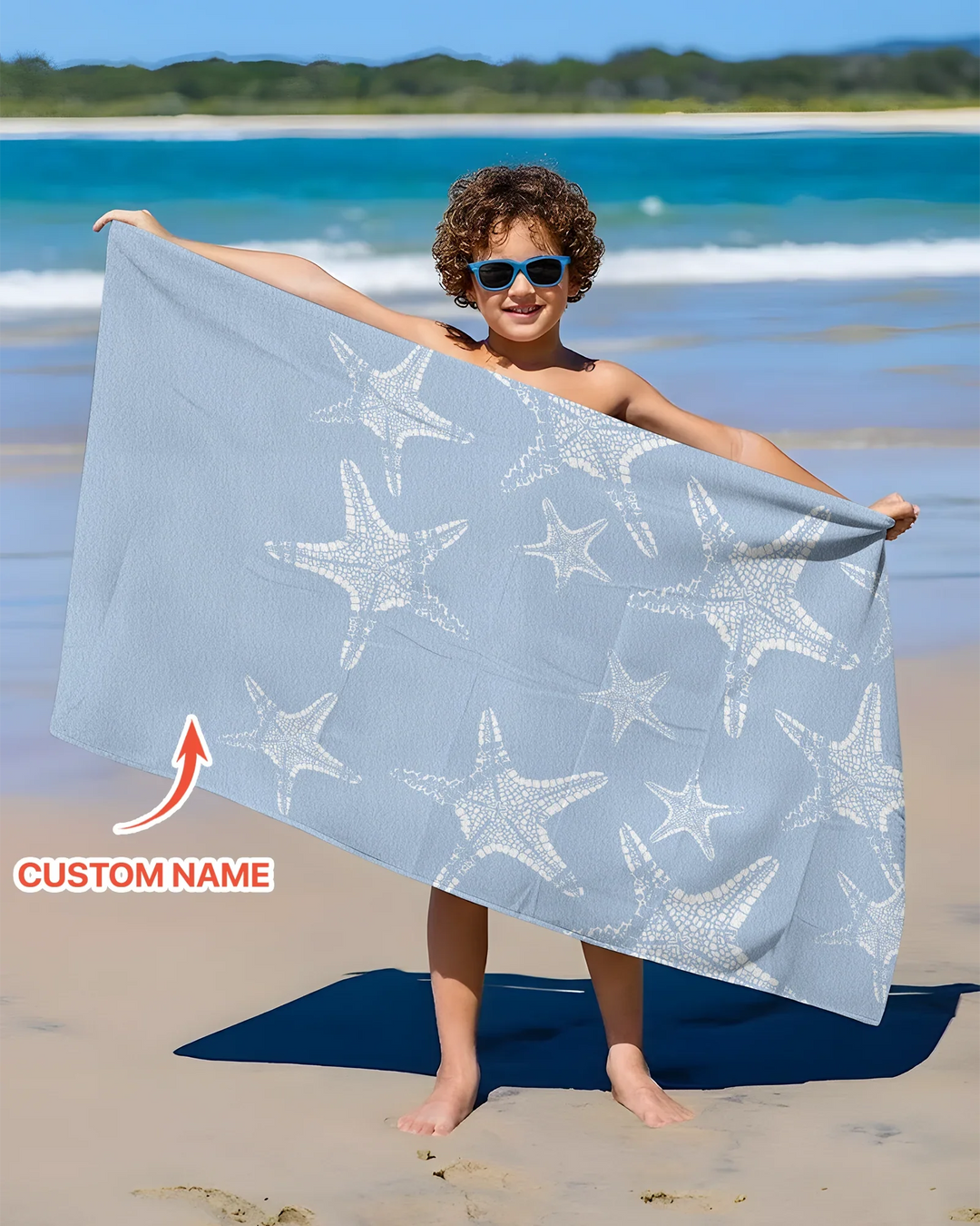 Personalisiertes Seestern-Bambus-Strandtuch mit Namen