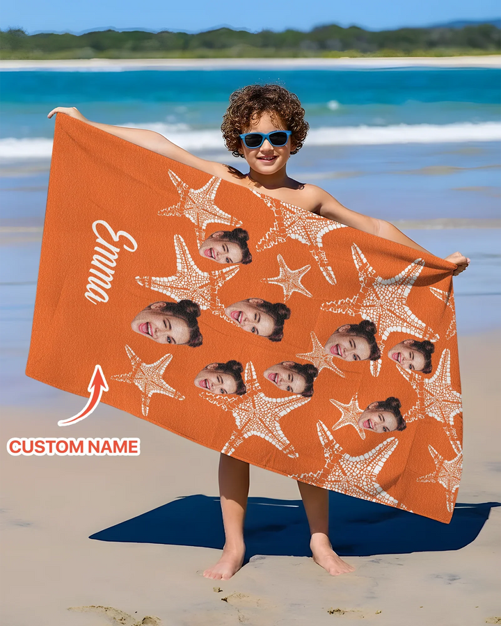 Personalisiertes Seestern-Bambus-Strandtuch mit Namen