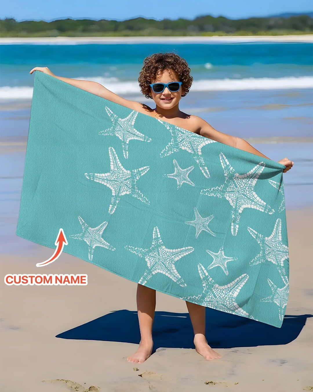 Personalisiertes Seestern-Bambus-Strandtuch mit Namen