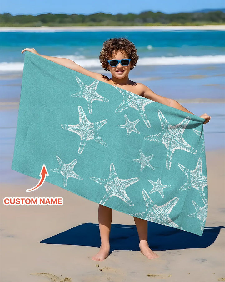 Personalisiertes Seestern-Bambus-Strandtuch mit Namen