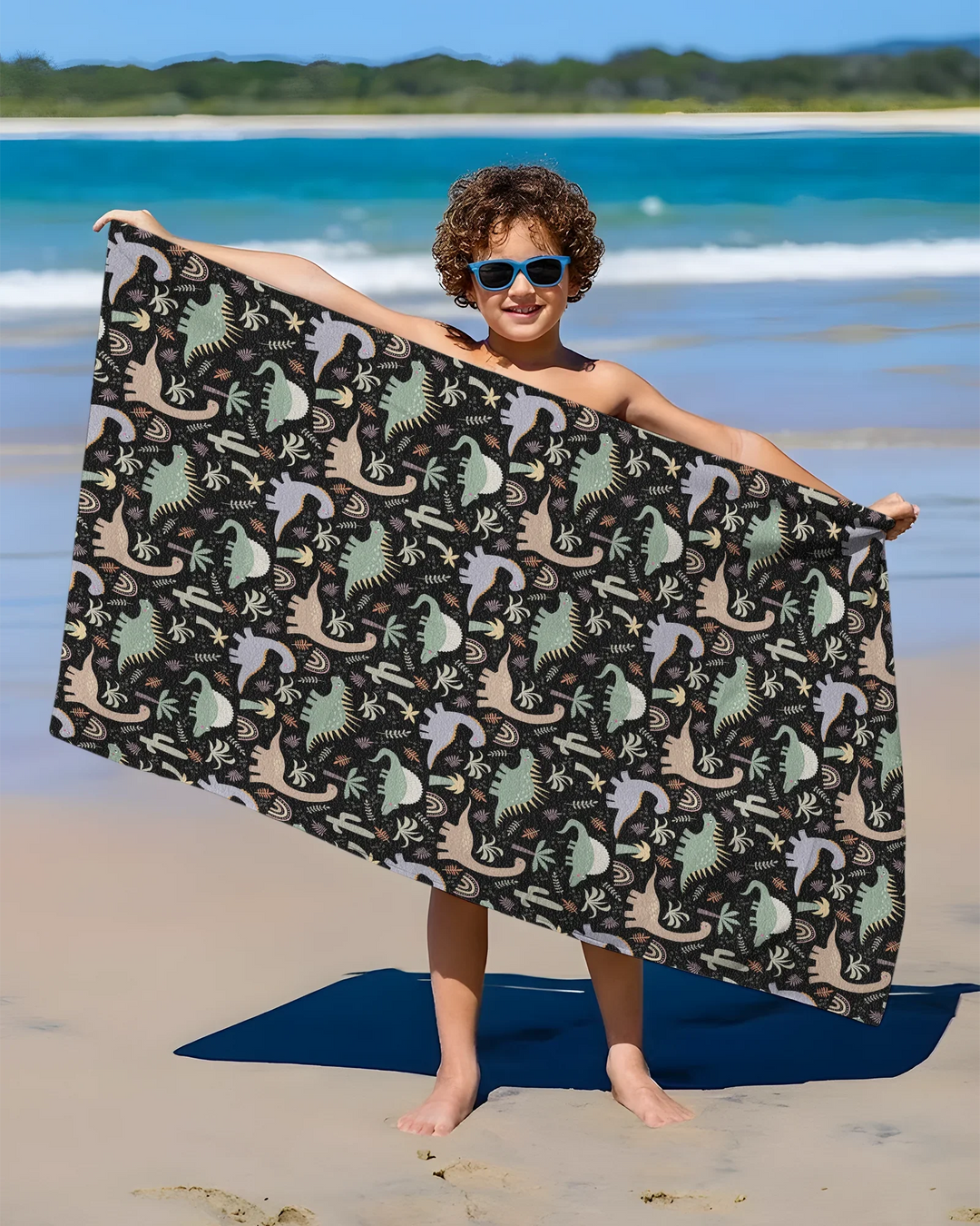 Navy Jurassic Jungle Bamboo Swim Poncho