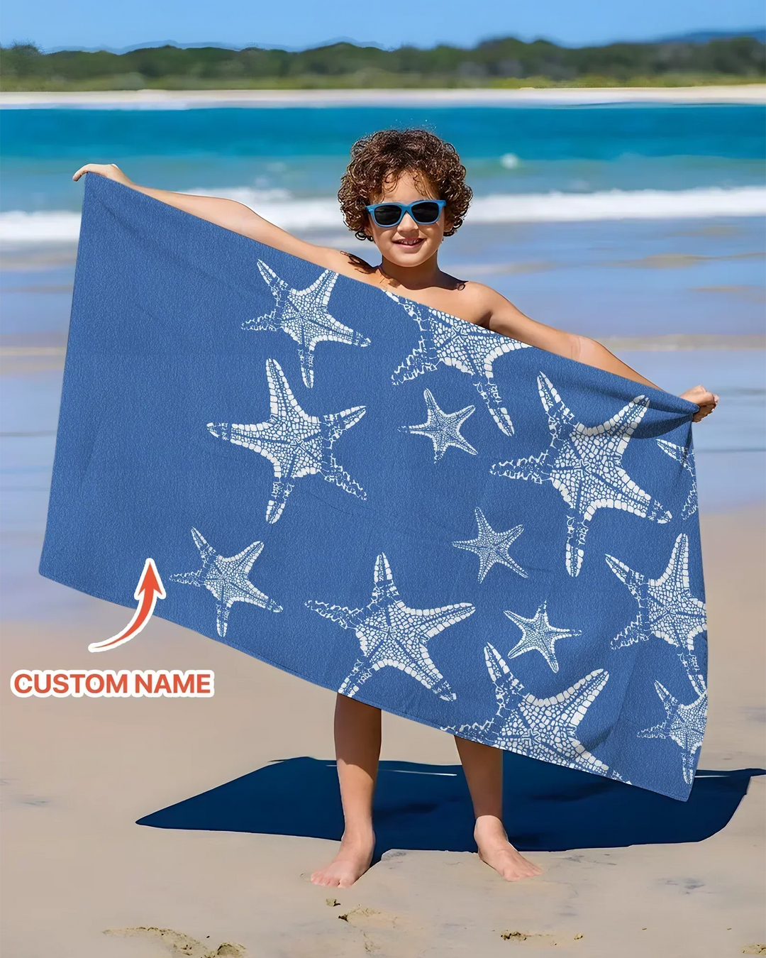 Personalisiertes Seestern-Bambus-Strandtuch mit Namen