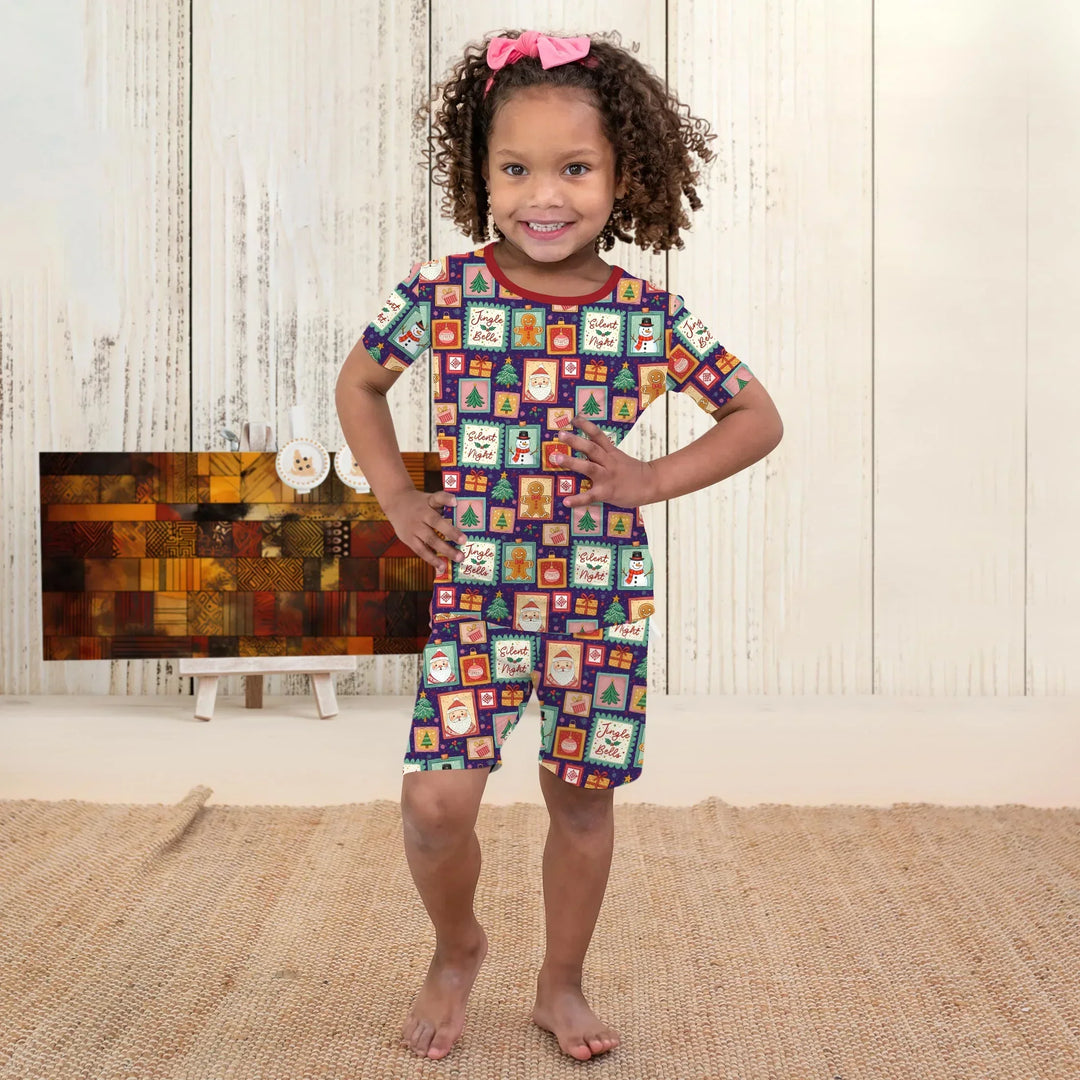 Template Zweiteiliges Pyjama-Set mit kurzen Ärmeln und Shorts