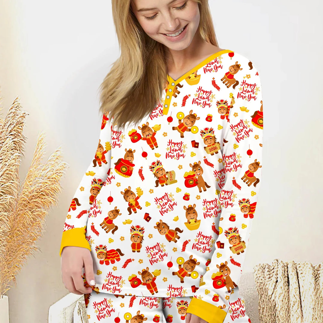 Pyjama-Set für Damen "Jahr des Pferdes" aus Bambus