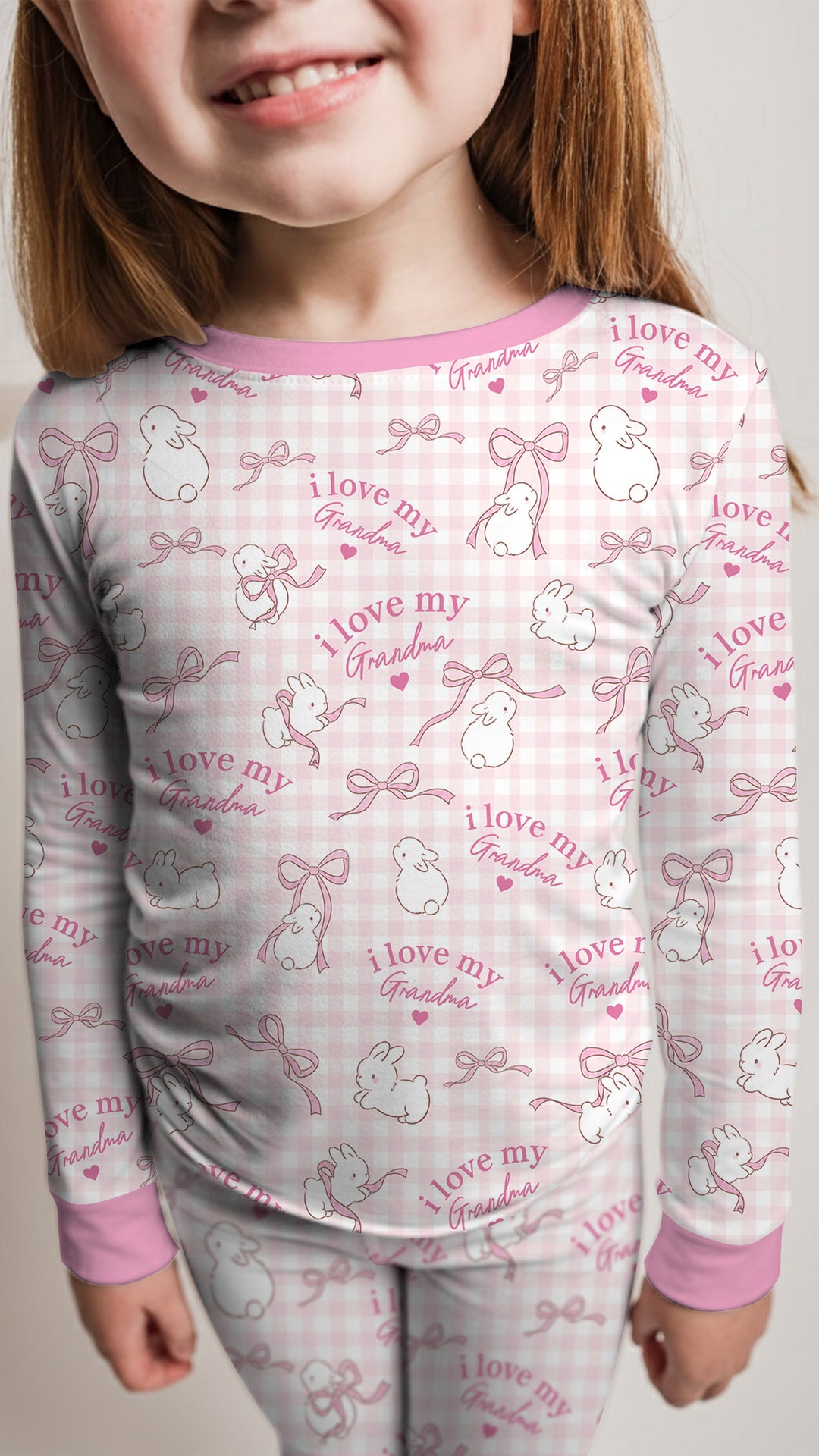 Personalized I Love My Grandma Bamboo Two Piece Long Sleeve Pajama Set