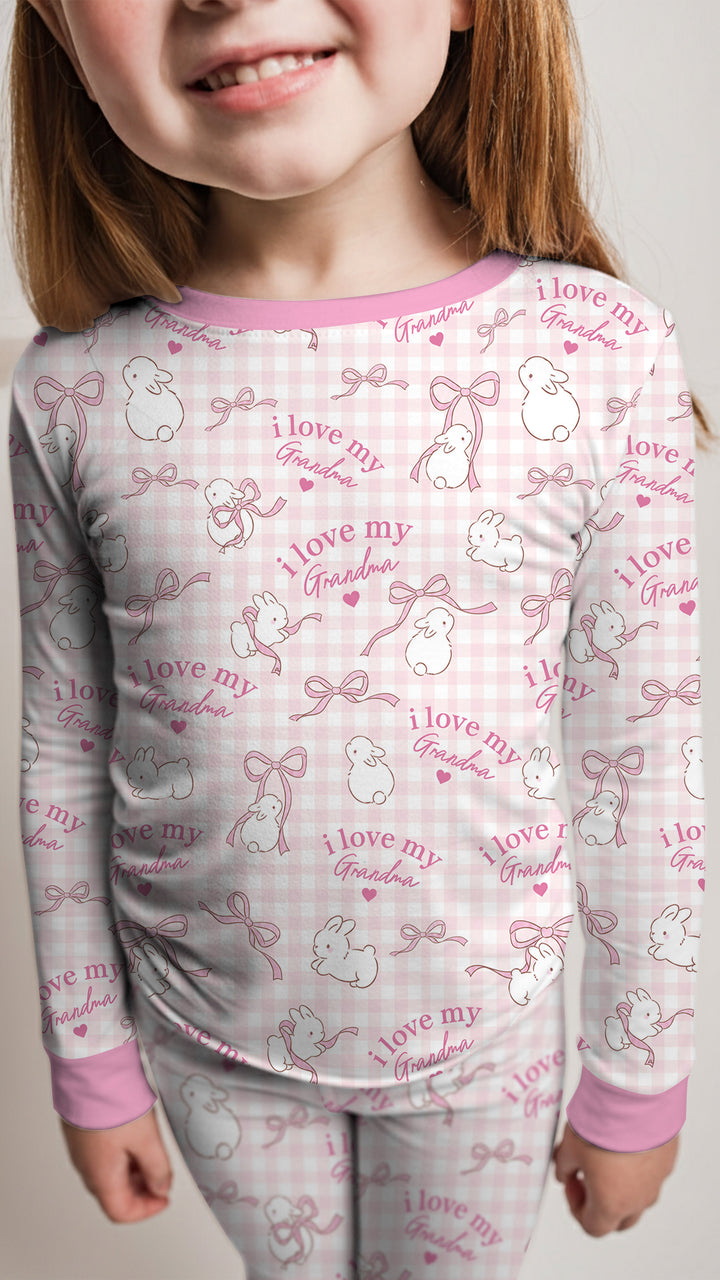 Personalized I Love My Grandma Bamboo Two Piece Long Sleeve Pajama Set